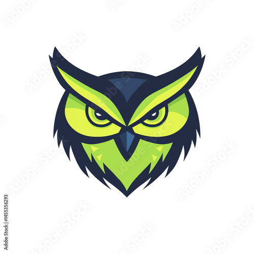 Green owl head logo vector illustration on transparent background for business or personal use photo