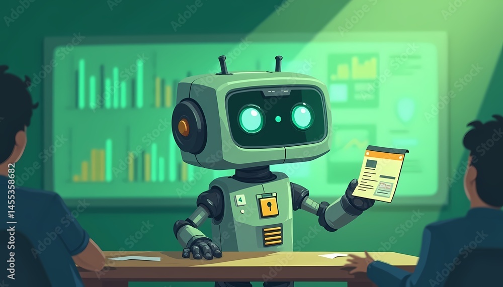 Fototapeta premium Robot Presenting Data to People