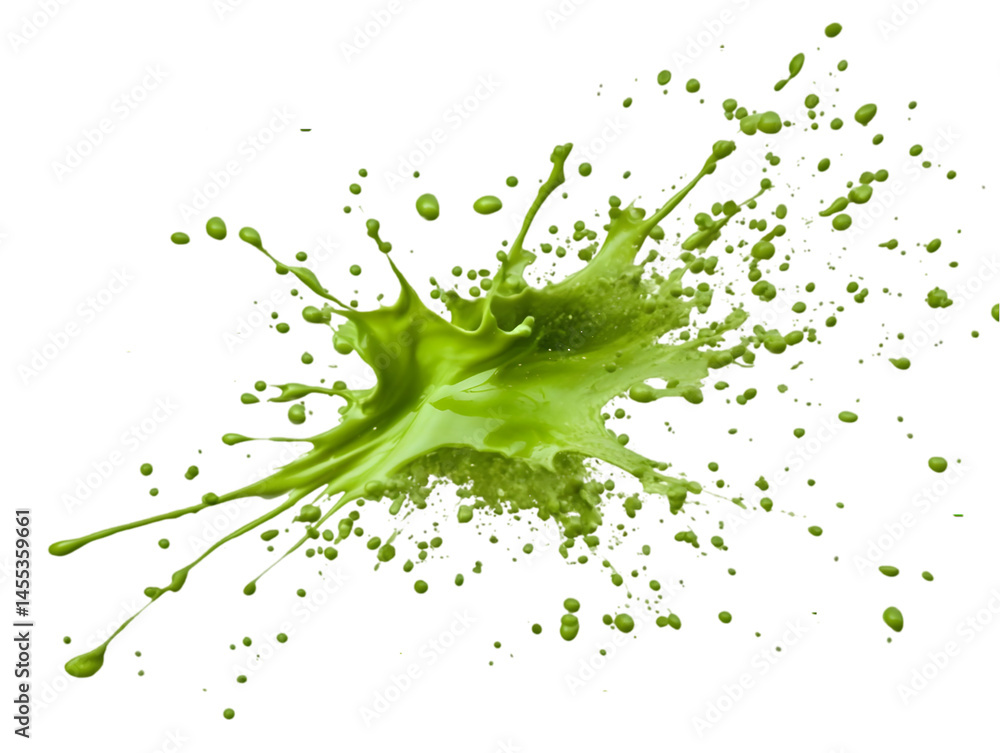 Naklejka premium Abstract Green Paint Splash On Transparent Background Illustration