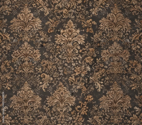 Intricate damask floral pattern, elegant texture, retro, subtle, silver