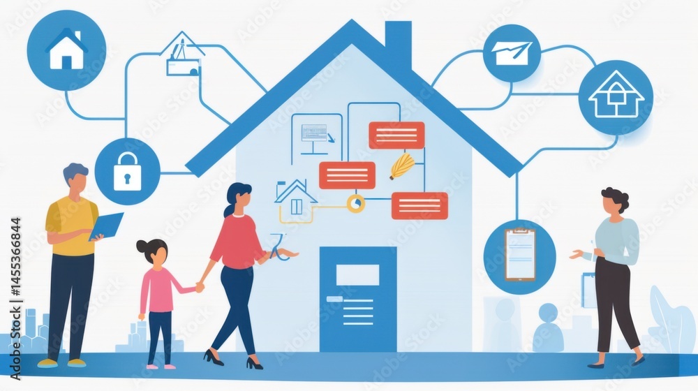 Family Engaged in Smart Home Technology and Digital Solutions Family Engaged in Smart Home Technology and Digital Solutions