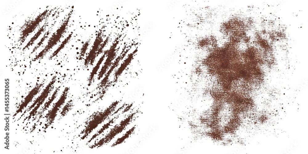 Fototapeta premium Abstract Illustration of Brown Scribbles and White Splatter on Black