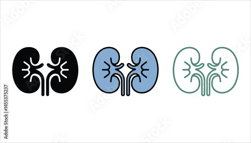Kidney Icon Vector Set. Human Organ Medical Illustration