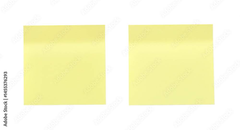 Two Yellow Sticky Notes for Reminders on Transparent Background Two Yellow Sticky Notes for Reminders on Transparent Background