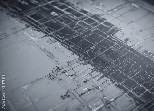 Wallpaper Mural Blueprint detail with stylized photo edit, sharp focus,  macro,  paper Torontodigital.ca