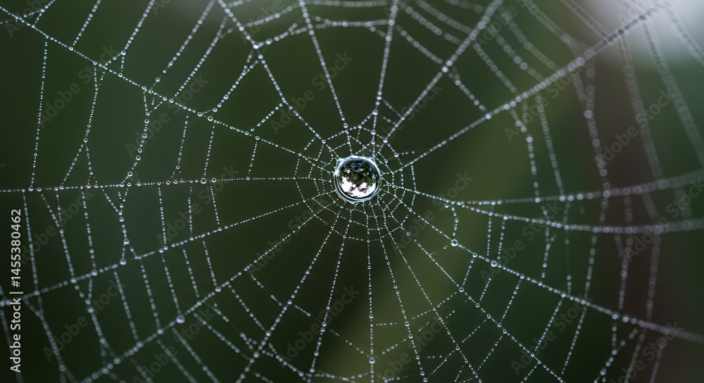 Fototapeta premium Dewdrop on Spiderweb: A Macro Photography Masterpiece
