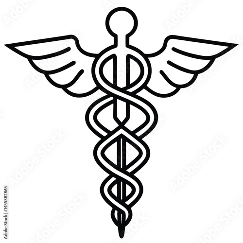 Caduceus Medical Symbol vector Silhouette illustration Cyberpunk style medical caduceus icon