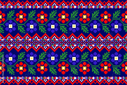 This seamless pattern features elegant floral elements blended with geometric touches. Perfect for seamless pattern designs in fabrics, wallpapers, or stationery. A delicate seamless pattern floral