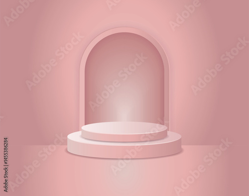 Light Pink Circle Pedestal Podium EPS Vector