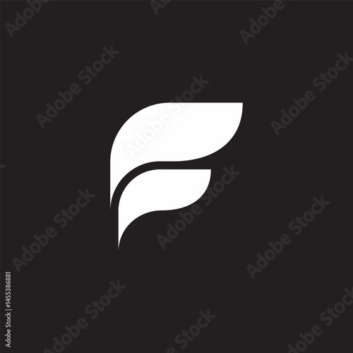 letter f simple geometric feather symbol logo vector