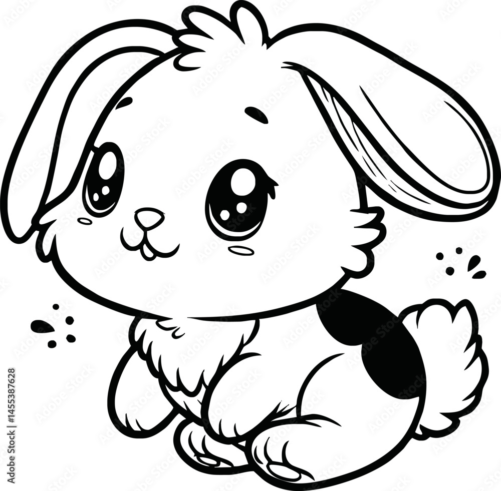 Fototapeta premium Easter bunny in the garden coloring page for kids