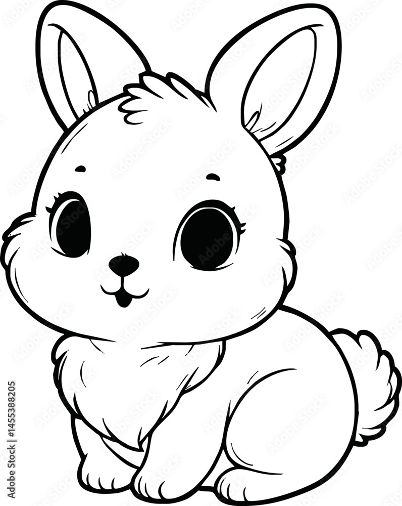 Fototapeta premium Easter bunny in the garden coloring page for kids