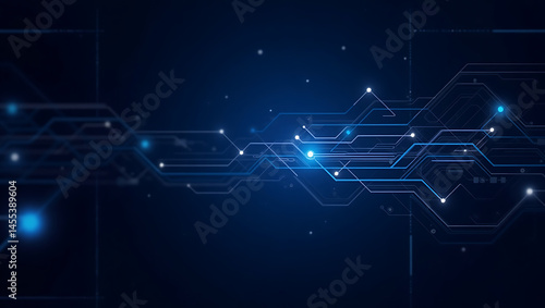 Futuristic Abstract Blue Technology Background with Glowing Digital Lines and Network Pattern