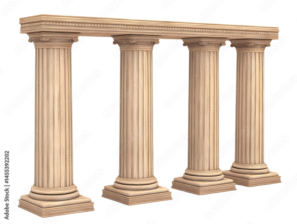 Fototapeta premium Architectural Columns Illustration on Transparent Background 3D Rendering