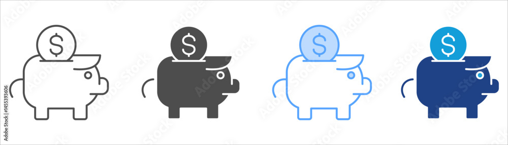Saving Icon Set Multiple Style Collection Saving Icon Set Multiple Style Collection