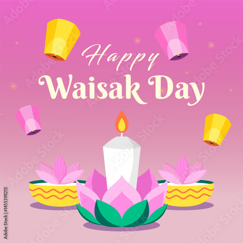 Design Poster Happy Waisak Day 2025  template design element vector square