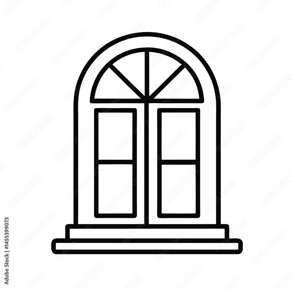 Minimalist Window Outline Vector Illustration Minimalist Window Outline Vector Illustration