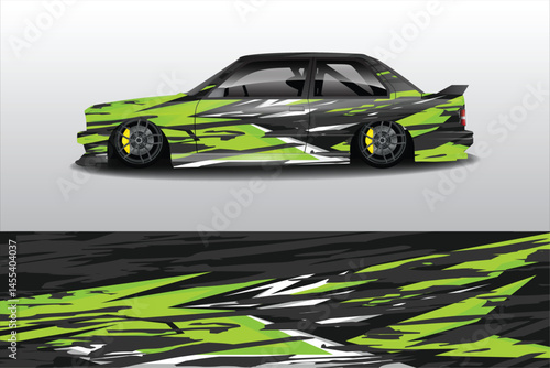 Stylized sports car with vibrant graphic design