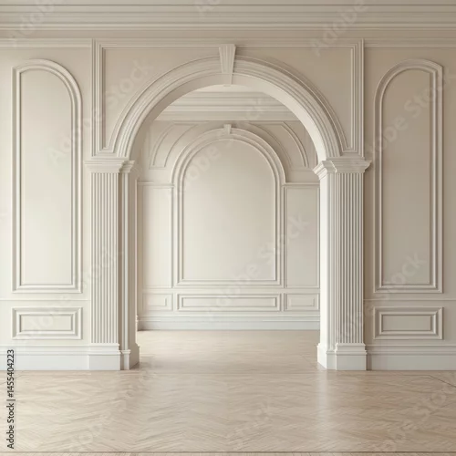 Obraz Elegant, empty interior architectural design with arched entryway.