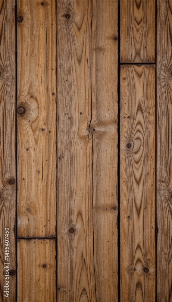 Fototapeta premium Close-up shot showcasing the rich, warm tones and natural wood grain patterns on a rustic wooden surface, creating a textured and inviting background image.