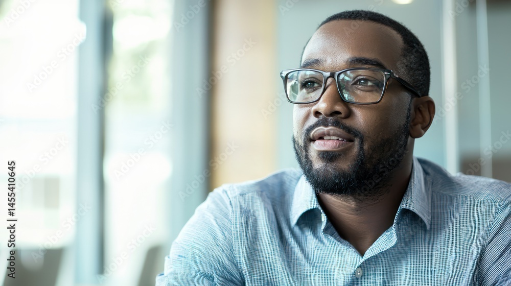 Black entrepreneur discussing a business plan in a bright office. Black entrepreneur discussing a business plan in a bright office.