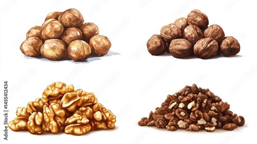 Walnuts in various forms