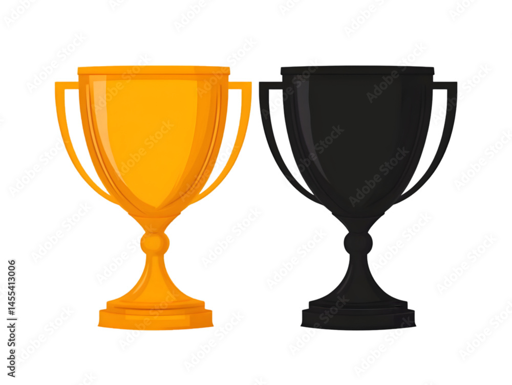Gold Trophy With Black Silhouette Isolated On Transparent Background Illustration Gold Trophy With Black Silhouette Isolated On Transparent Background Illustration