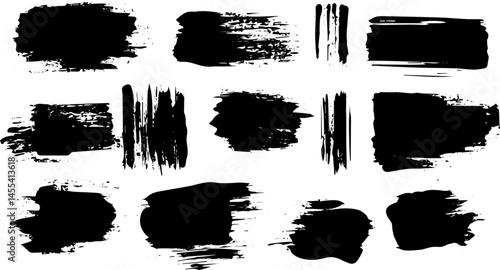 Grunge Brush Stroke Set, Abstract Ink Texture Collection for Graphic Design