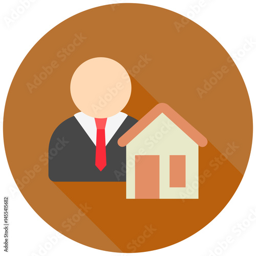 Broker Agent mini illustration rounded flat color icon, use for trade wars, economy, business, finance, economic competition, UI, UX kit, app and web development, digital or print.