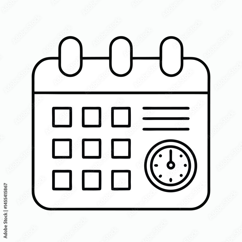 minimalist calendar and clock icon representing time management and scheduling minimalist calendar and clock icon representing time management and scheduling