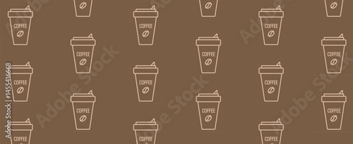Coffee geometric pattern of lines. Abstract seamless background for coffee shop, food packaging, menu.
