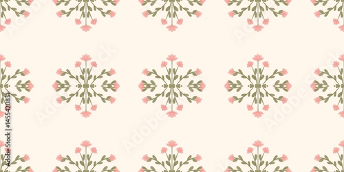 Seamless watercolour and unique floral pattern background for covers, notes, Soft backgrounds colour. Watercolour art work. Flower stalk. Pink flower. 