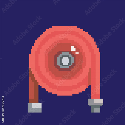 fire hose pixel art, vector illustration on isolated background.
