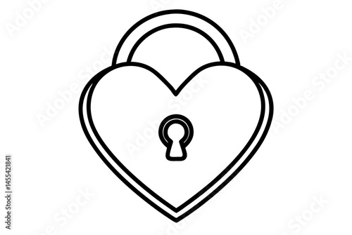 love heart lock  silhouette vector