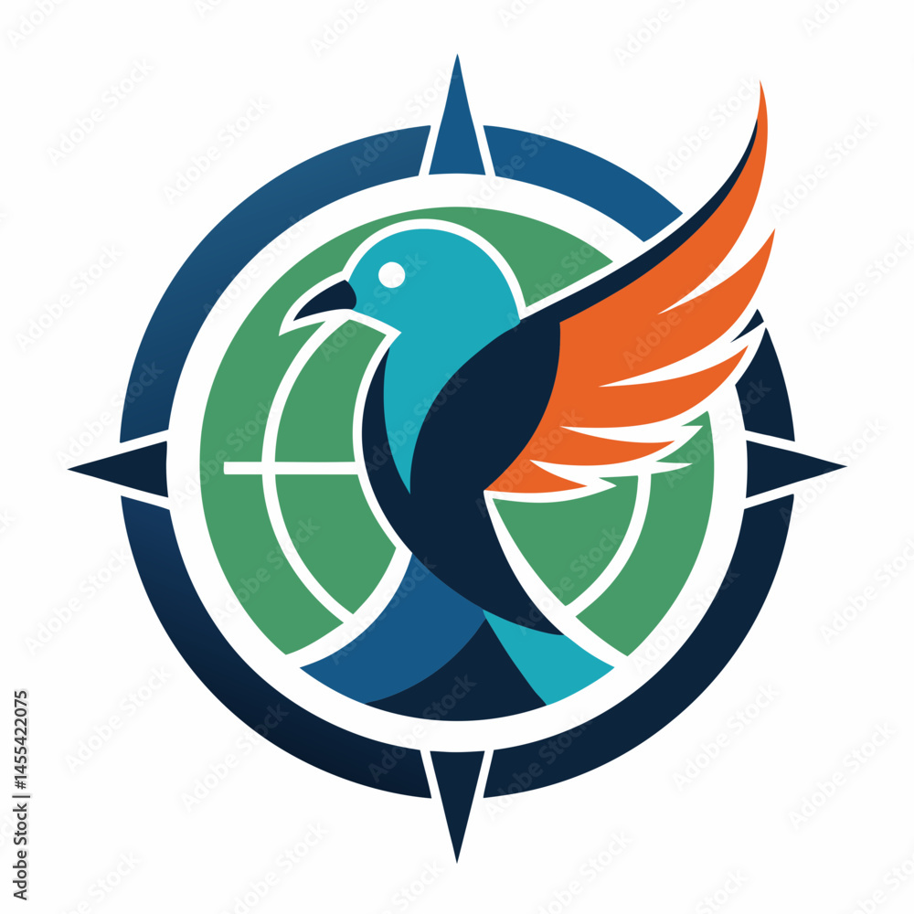 logo for travel service a bird with a compass logo for travel service a bird with a compass