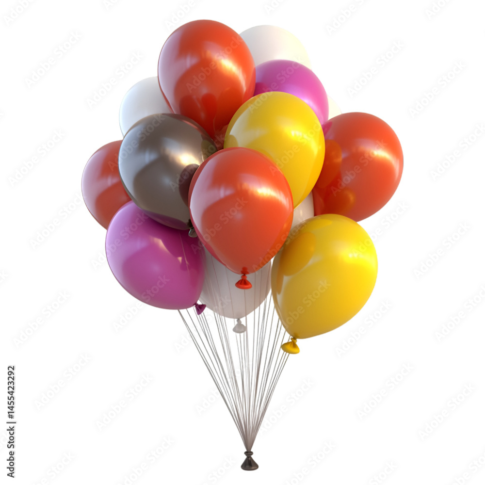 Bunch of colorful balloons floating upward festive celebration party decorations PNG On Transparent Background Bunch of colorful balloons floating upward festive celebration party decorations PNG On Transparent Background