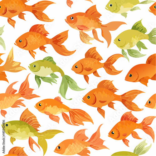seamless pattern with goldfish