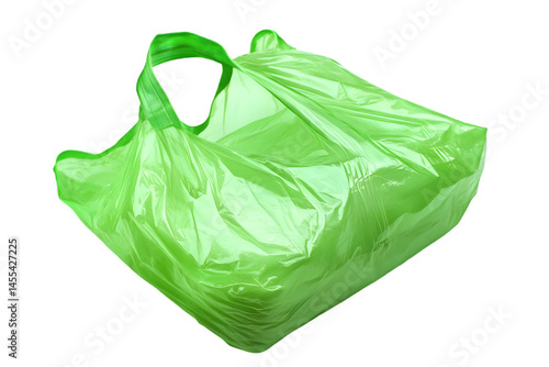Green Plastic Shopping Bag Isolated Transparent Background Photo