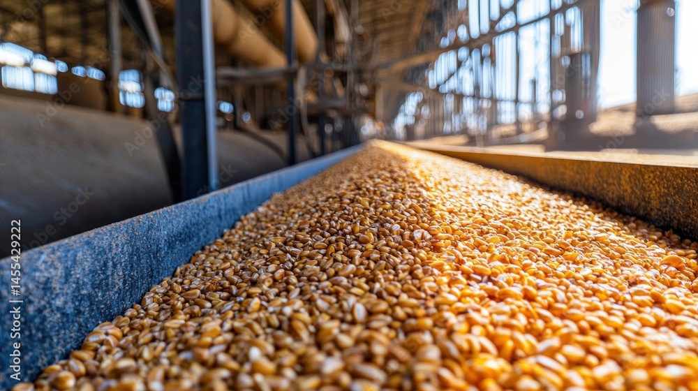 A detailed view of the process of drying grains in a silo A detailed view of the process of drying grains in a silo