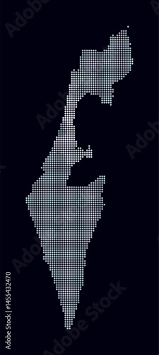 Israel dotted map. Digital style map of the country on dark background. Israel shape with circle dots. Colored dots style. Small size circles. Beautiful vector illustration.