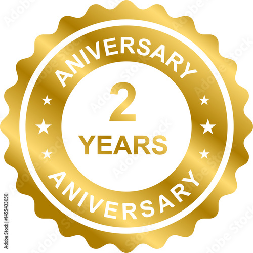 2 year anniversary gold icon for graphic design, logo, website, social media, mobile app, UI illustration