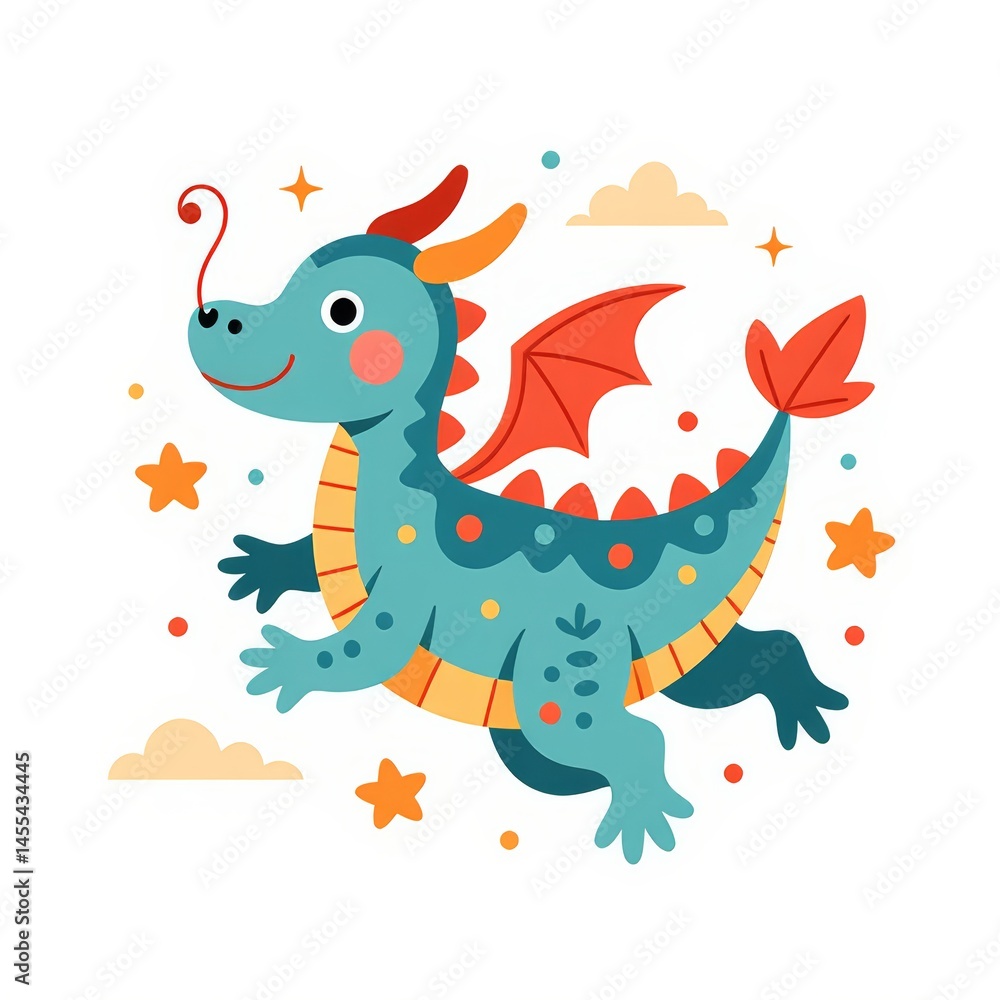 Fototapeta premium The fantasy adventure of the cute little dragon