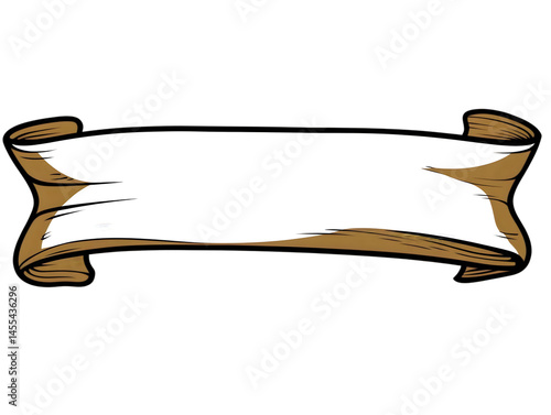 Illustration Of A Brown Scroll Banner With White Center On Transparent Background