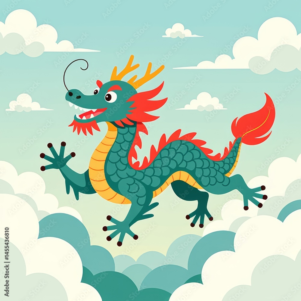 Obraz premium Auspicious dragons soar in the clouds to celebrate the new year