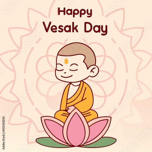 Vesak Day with Lotus Flowers Frame