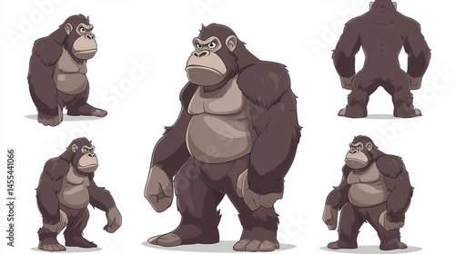 Wallpaper Mural Powerful Gorilla Character Poses Cartoon Illustration Torontodigital.ca