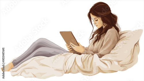 vector young woman with laptop