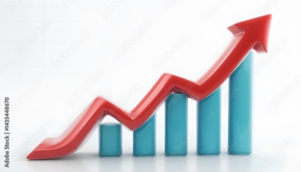 Rising 3D Arrow Symbol for Financial or Business Growth Rising 3D Arrow Symbol for Financial or Business Growth