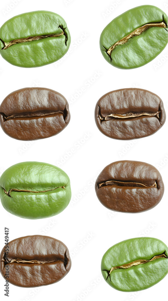 Naklejka premium Isolated Coffee Beans on Transparent Background Photo