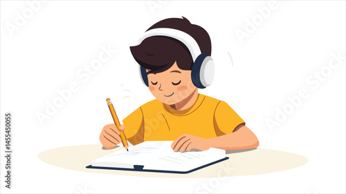 vector cartoon children are studying with books